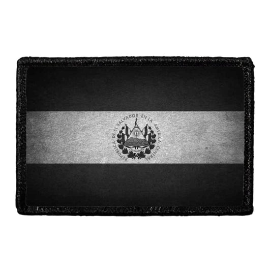 El Salvador Flag - Black and White - Distressed - Removable Patch