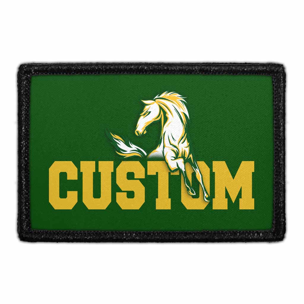 Custom Text With Horse - Yellow Text - Removable Patch