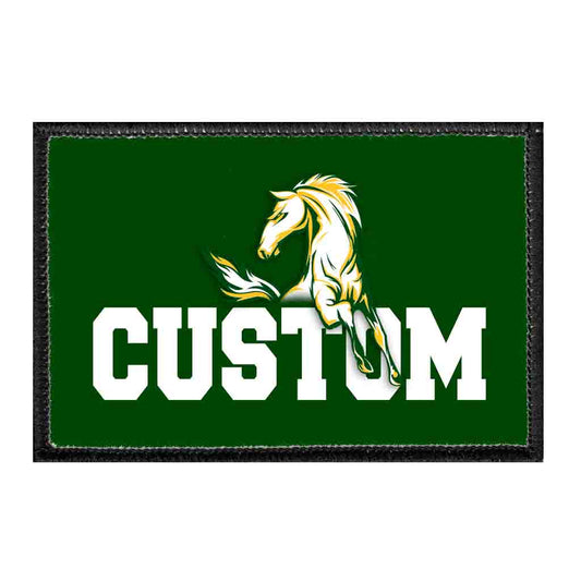 Custom Text With Horse - White Text - Removable Patch