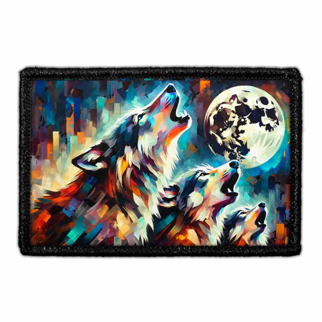 Abstract Wolves Howling At The Moon - Removable Patch