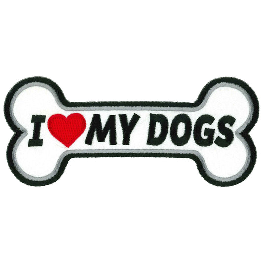 Hot Leathers I Heart My Dogs Embroidered Patch - 5" x 2" - Iron-On or Sew-On - PPL9891