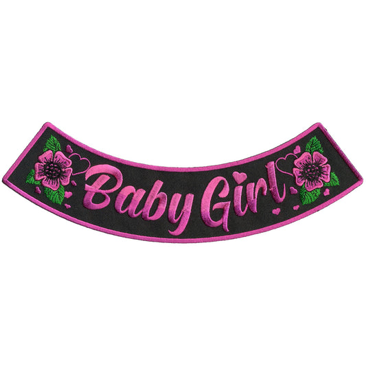Hot Leathers Baby Girl Bottom Rocker Embroidered Patch - 10" W x 2" H - Iron-On or Sew-On - PPM5111