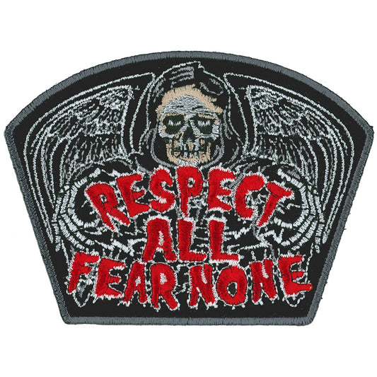 Hot Leathers Respect All Fear None 4 Embroidered Patch - 4" x 3" - Iron-On or Sew-On - PPQ1990