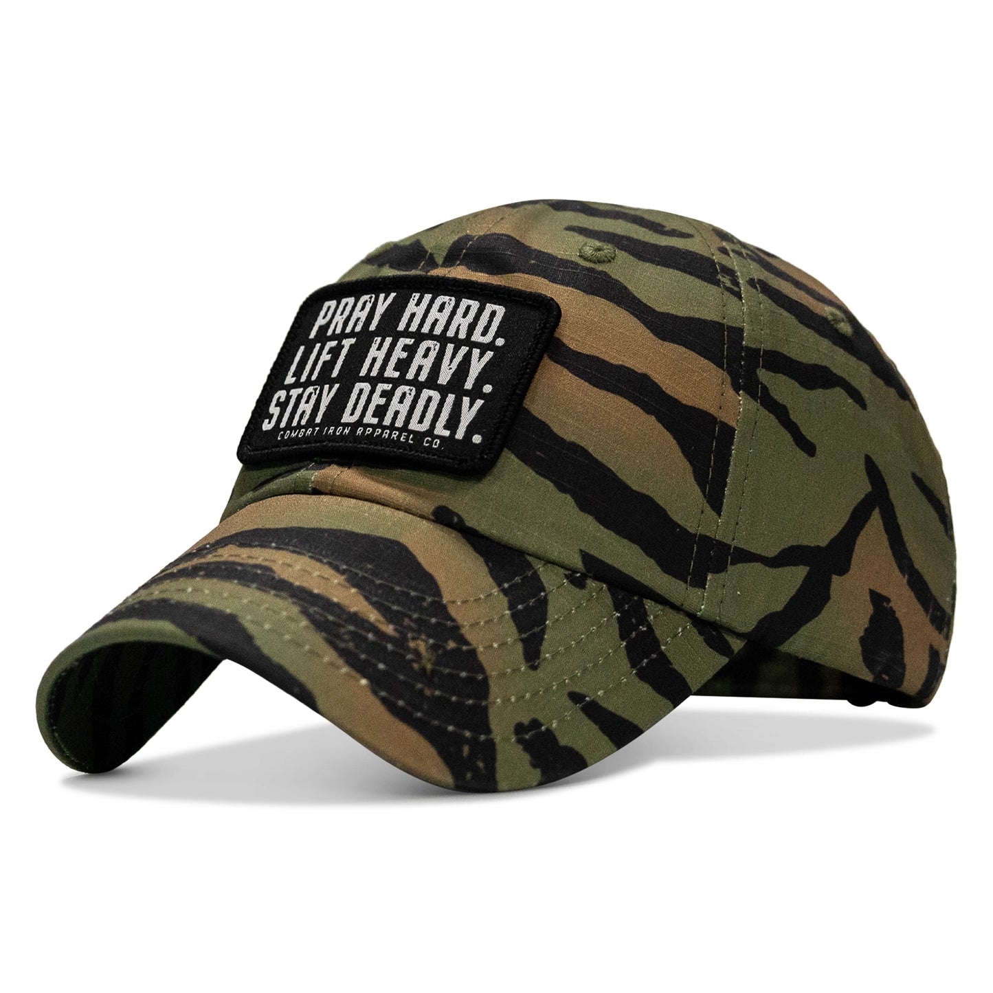Pray Hard. Lift Heavy. Stay Deadly. Patch Tactical Ripstop Mesh Snapback Hat