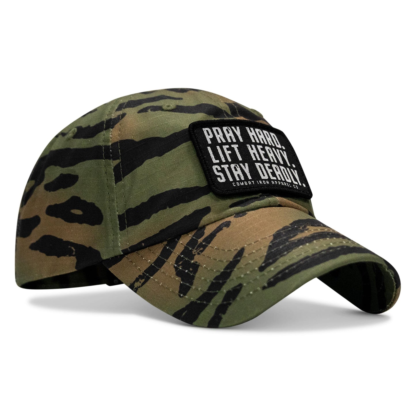 Pray Hard. Lift Heavy. Stay Deadly. Patch Tactical Ripstop Mesh Snapback Hat