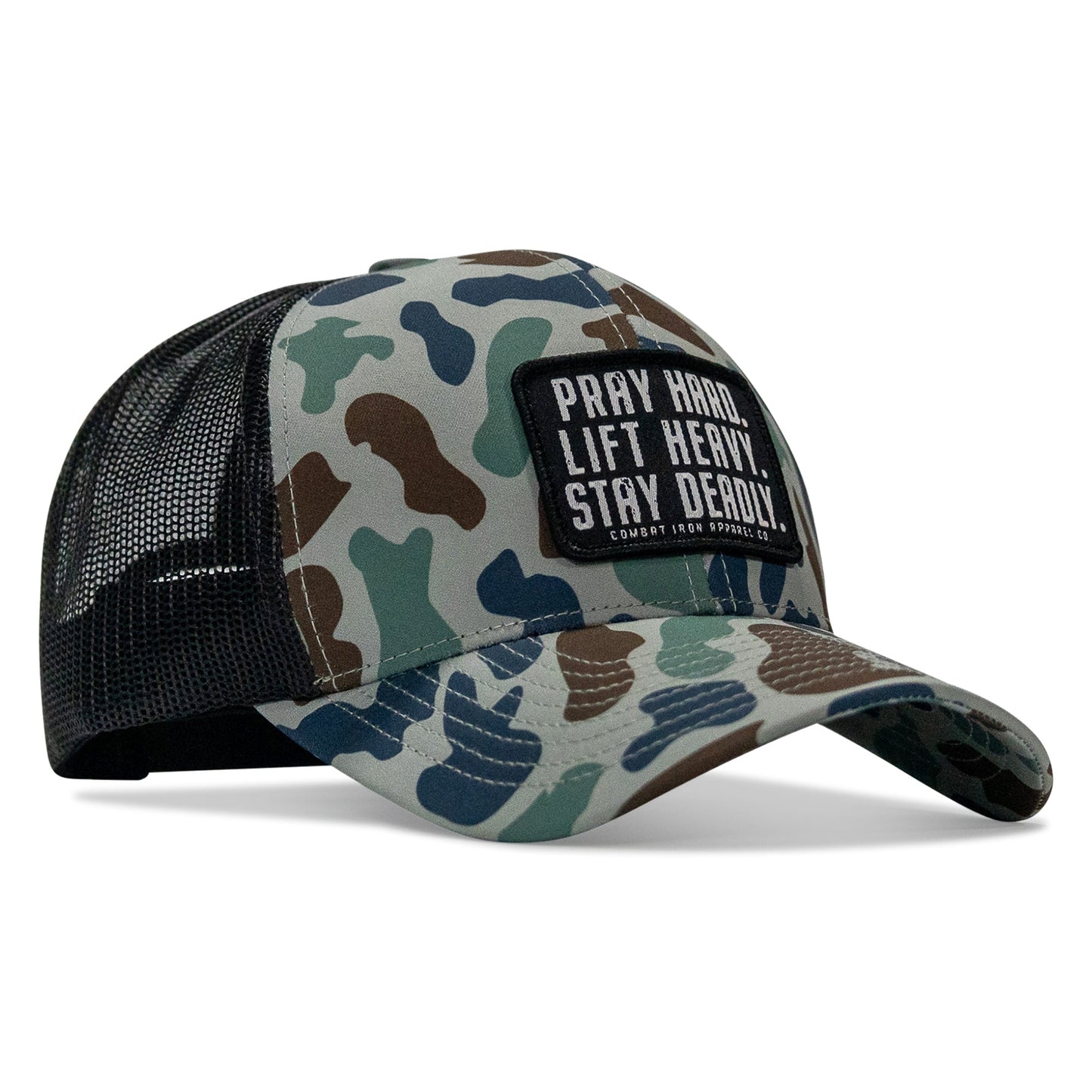 Pray Hard. Lift Heavy. Stay Deadly. Patch Snapback