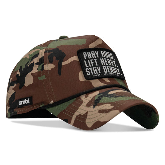 Pray Hard. Lift Heavy. Stay Deadly. Patch Waterproof Weekender Snapback