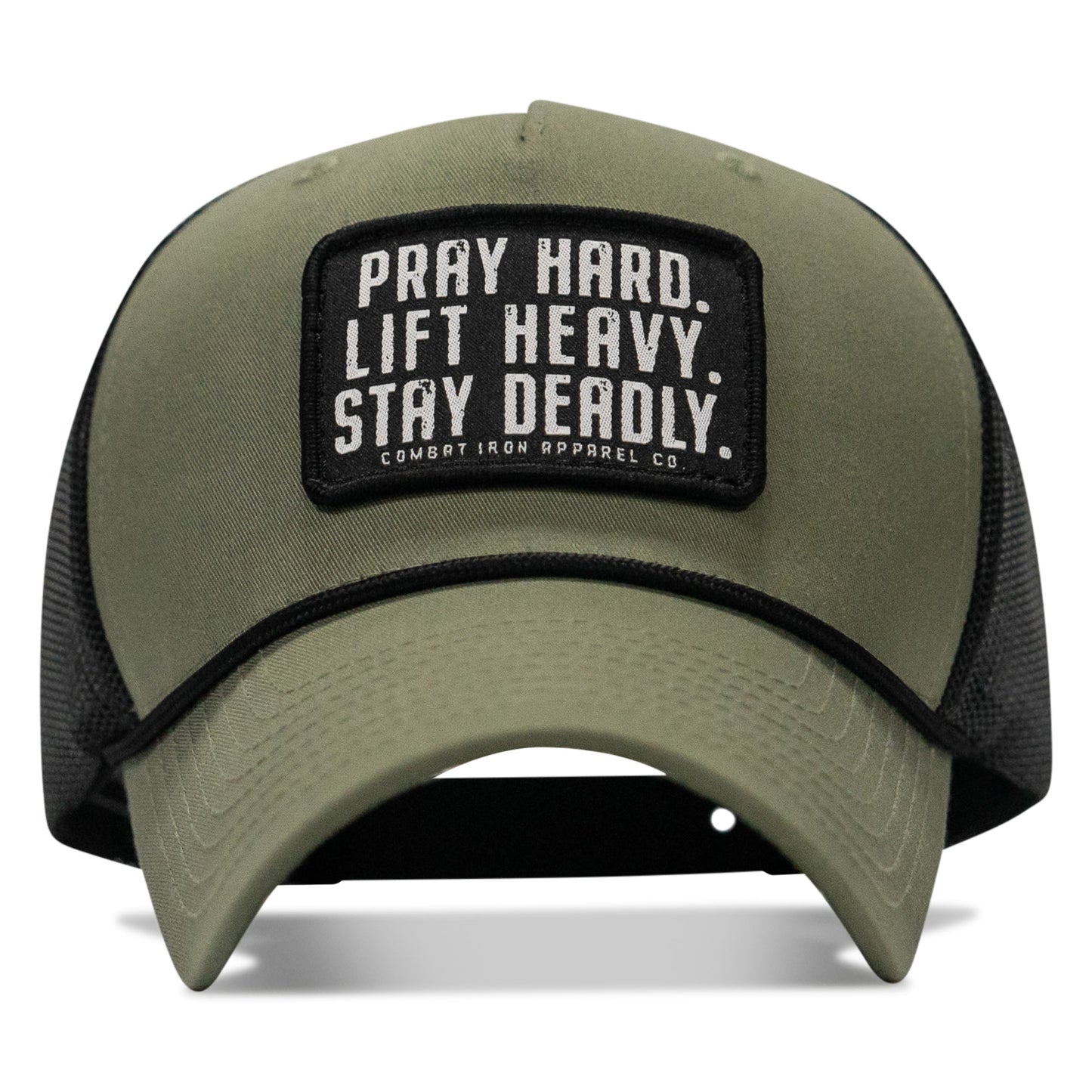 Pray Hard. Lift Heavy. Stay Deadly. Patch Rope Snapback Hat
