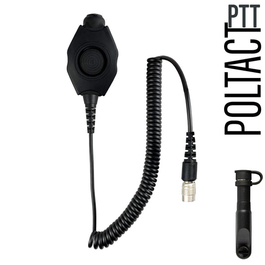 Tactical Radio Adapter/PTT for Headset w/ Quick Disconnect(Hirose): NATO/Military Wiring, Gentex, Ops-Core, OTTO, 3M Peltor ComTac, XPI, Helicopter, & More - Harris/Tait TP3000/7110/7100/8000/9000 Series