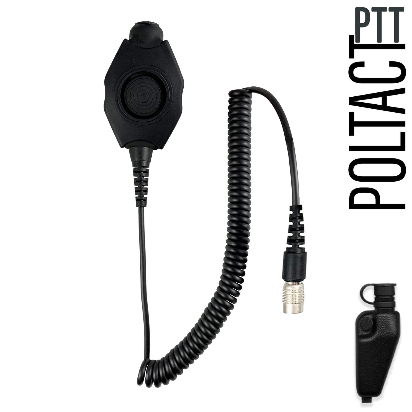 Tactical Radio Amplified PTT for Headset w/ Quick Disconnect(Hirose): Gentex, Ops-Core, OTTO, 3M Peltor ComTac, XPI, MSA, Helicopter, & More - EF Johnson VP5000 VP6000 VP8000 Series