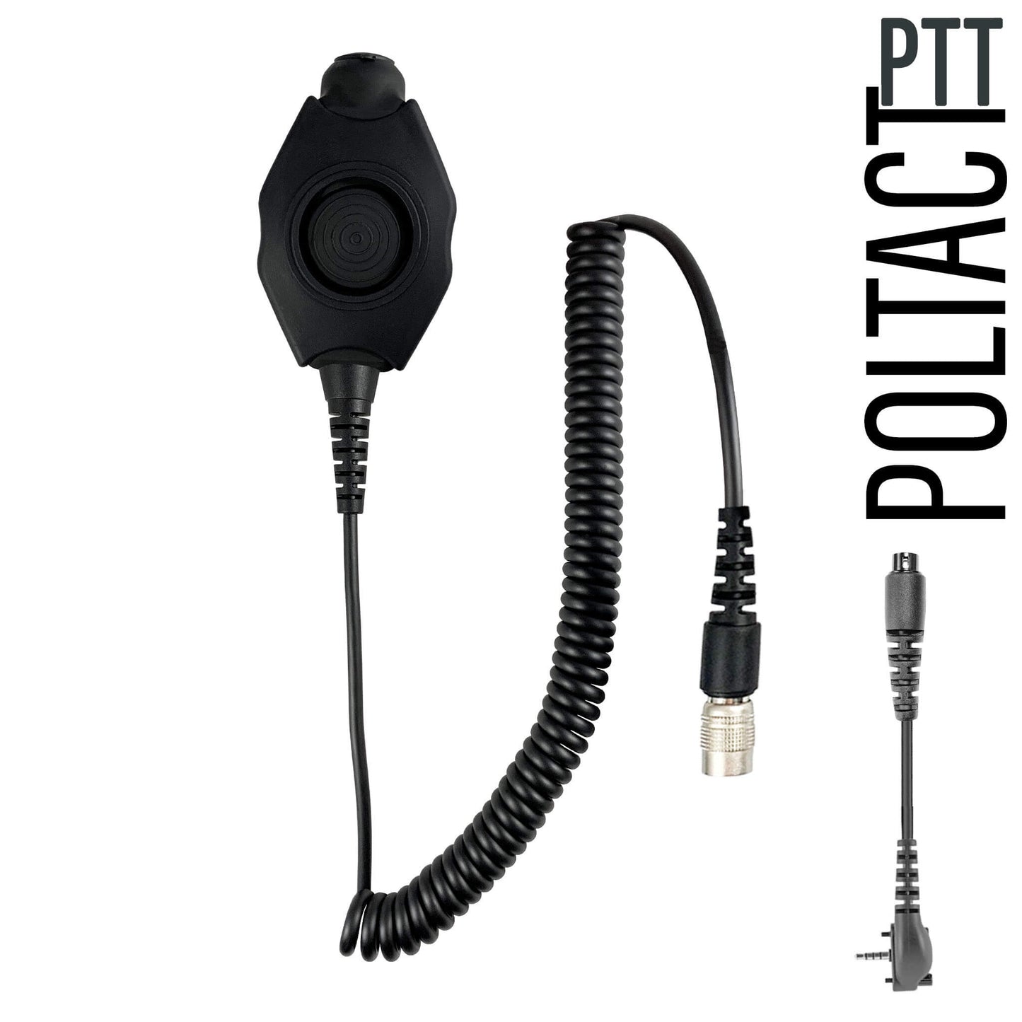 Tactical Radio Amplified PTT for Headset w/ Quick Disconnect(Hirose): US/Civilian/"Peltor" Wiring, Select ComTac III, XPI Models & Select Helicopter Headsets - Vertex: 1 Pin w/ Security Screws