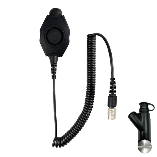 Tactical Radio Adapter/PTT for Headset w/ Quick Disconnect(Hirose): NATO/Military Wiring, Gentex, Ops-Core, OTTO, 3M Peltor ComTac, XPI, Helicopter, & More - Harris: XL-150/P, XG-100/P, XL-185/P/Pi, XL-200/P/Pi, XL-400