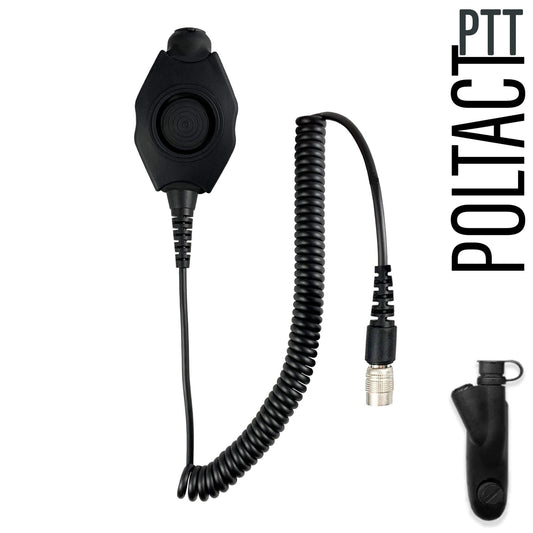 Tactical Radio Adapter/PTT for Headset w/ Quick Disconnect(Hirose): US/Civilian/"Peltor" Wiring, Select ComTac III, XPI Models & Select Helicopter Headsets - Motorola: HT750/1250/1550, MTX850/950/960/8250/9250, PR860 & More