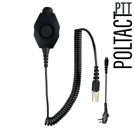 Tactical Radio Amplified PTT for Headset w/ Quick Disconnect(Hirose): NATO/Military Wiring, Gentex, Ops-Core, OTTO, 3M Peltor ComTac, XPI, MSA, Helicopter, & More - Hytera PD-501, PD-562, PD4 Series, TC-Series
