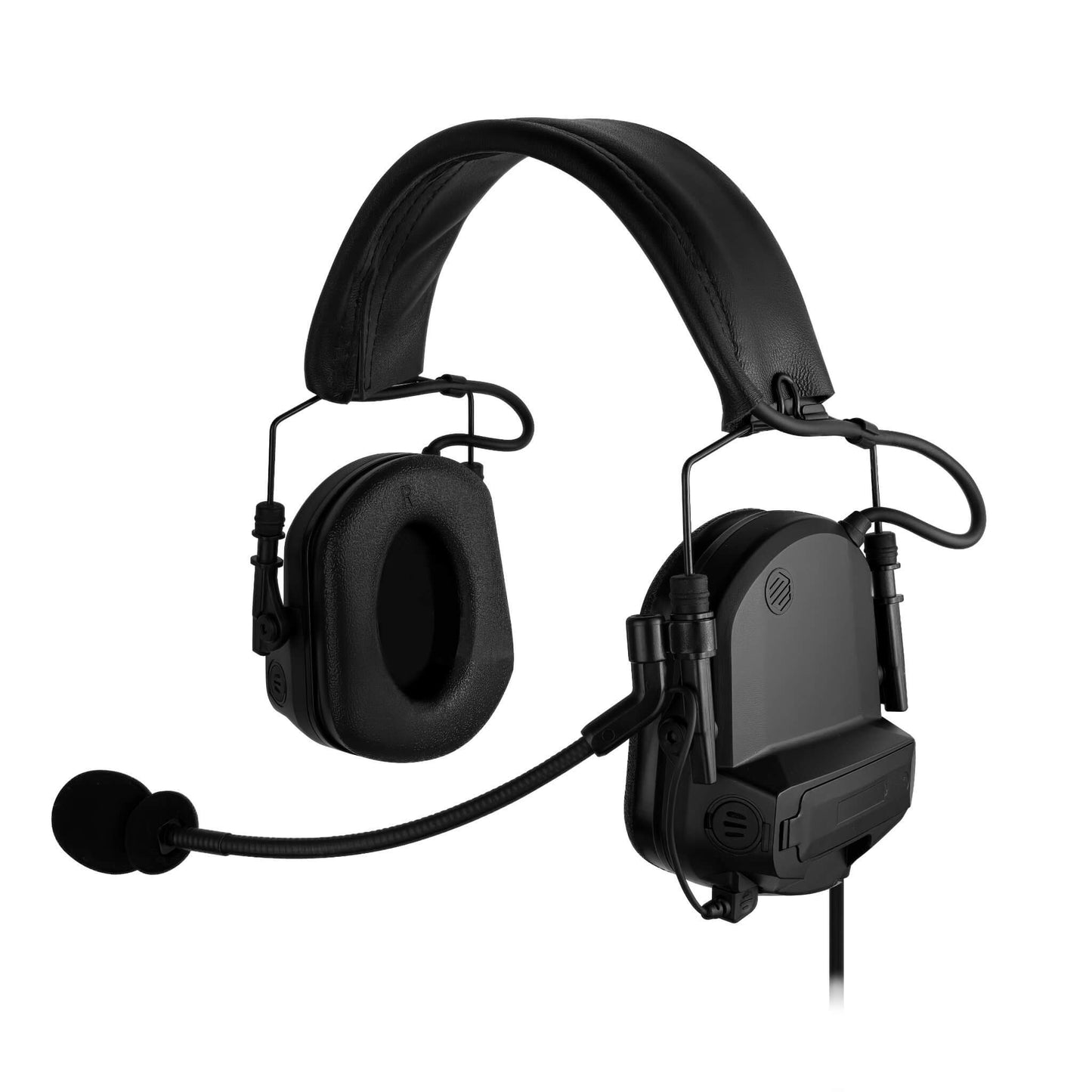 PolTact V1 Tactical Comms Headset w/ Active Hearing Protection - Harris/Thales/Tri- PRC, Falcon Series, MBITR Series, (NATO U229/U329 Connector)