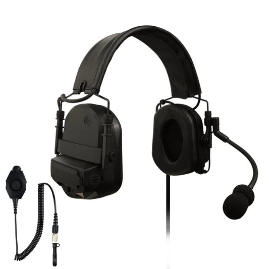 PolTact V2 Tactical Comms Helmet Headset w/ Active Hearing Protection & Quick Disconnect (Hirose) Adapter - Harris/Tait TP3000/7110/7100/8000/9000 Series