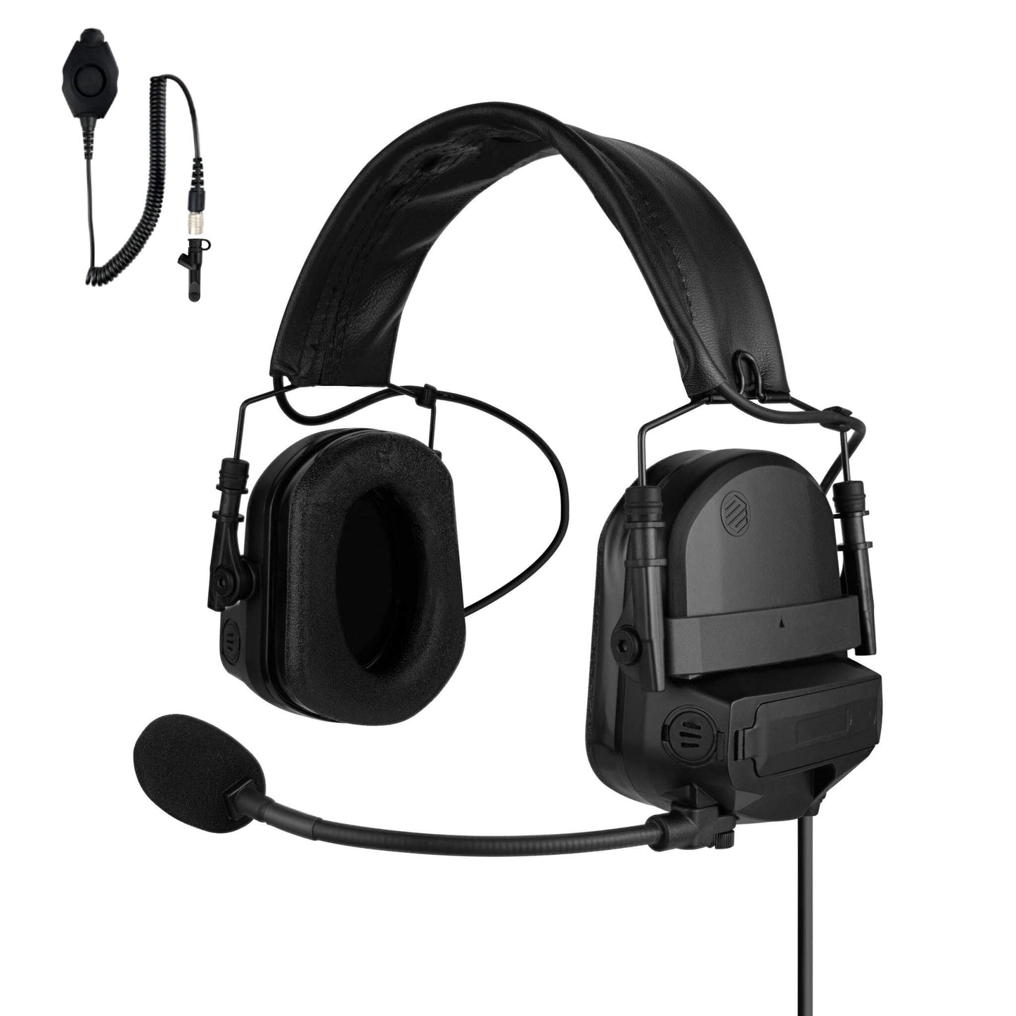 PolTact V1 Tactical Comms Headset w/ Active Hearing Protection & Quick Disconnect (Hirose) Adapter - Harris/Tait TP3000/7110/7100/8000/9000 Series