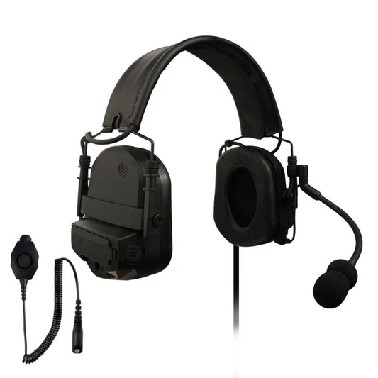 PolTact V2 Tactical Comms Helmet Headset w/ Active Hearing Protection - Motorola: APX (Apex) Series, XPR Series, SRX2200, & More