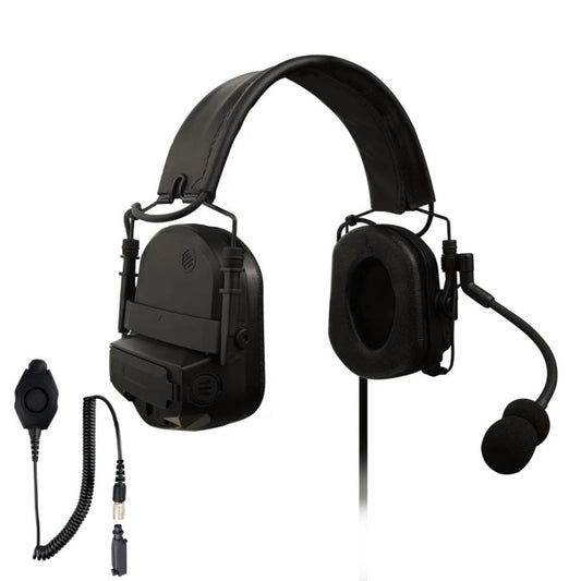 PolTact V2 Tactical Comms Helmet Headset w/ Active Hearing Protection & Quick Disconnect (Hirose) Adapter - Sepura Tetra STP8000, STP9000, SBP/SCP/SEP8000, SC20, SC21 & more
