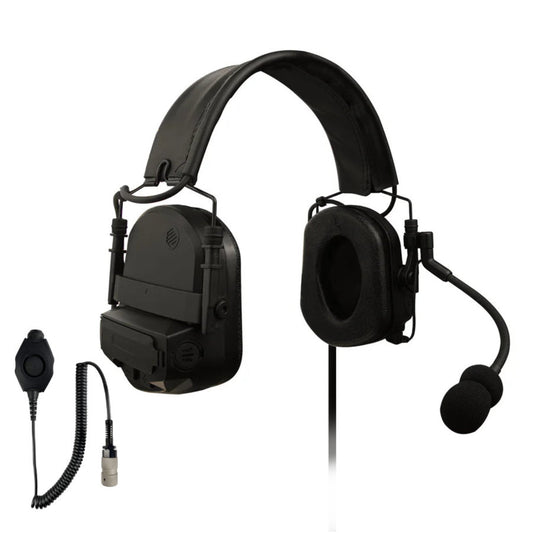 PolTact V2 Tactical Comms Helmet Headset w/ Active Hearing Protection - Harris/Thales/Tri- PRC, Falcon Series, MBITR Series, (NATO U229/U329 Connector)