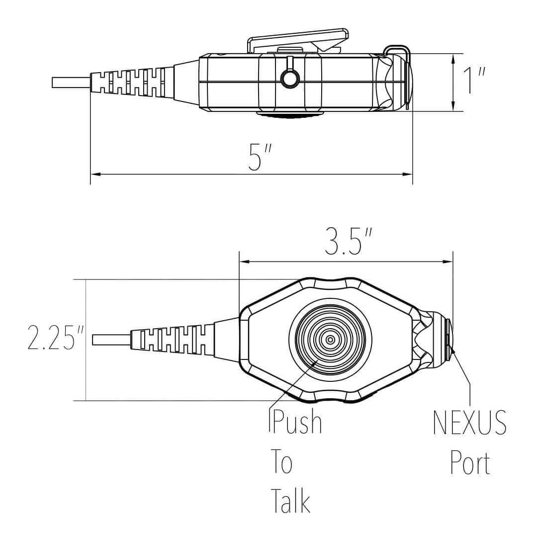 Tactical Radio Amplified PTT for Headset w/ Quick Disconnect(Hirose): NATO/Military Wiring, Gentex, Ops-Core, OTTO, 3M Peltor ComTac, XPI, MSA, Helicopter, & More - Harris/Tait TP3000/7110/7100/8000/9000 Series