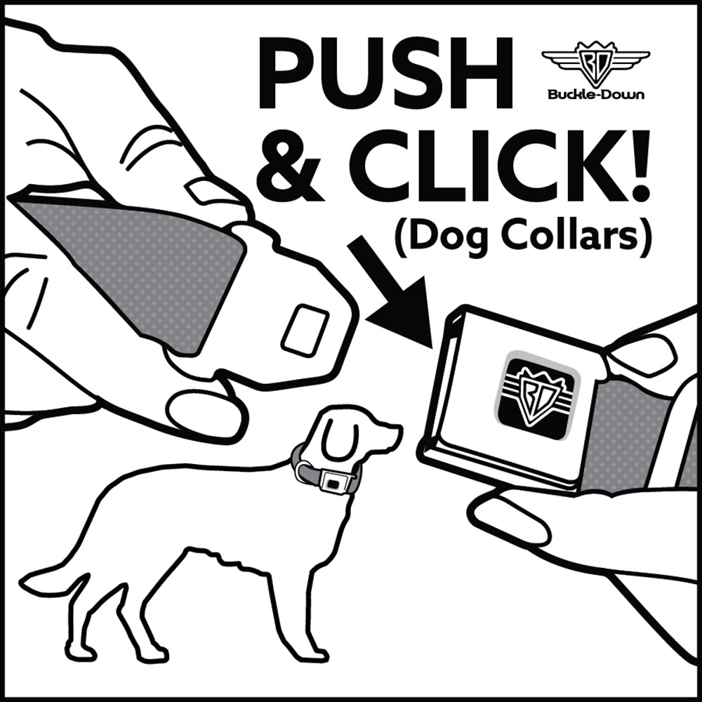 Dog Bone Seatbelt Buckle Collar - Peace Dots Black/Fuchsia