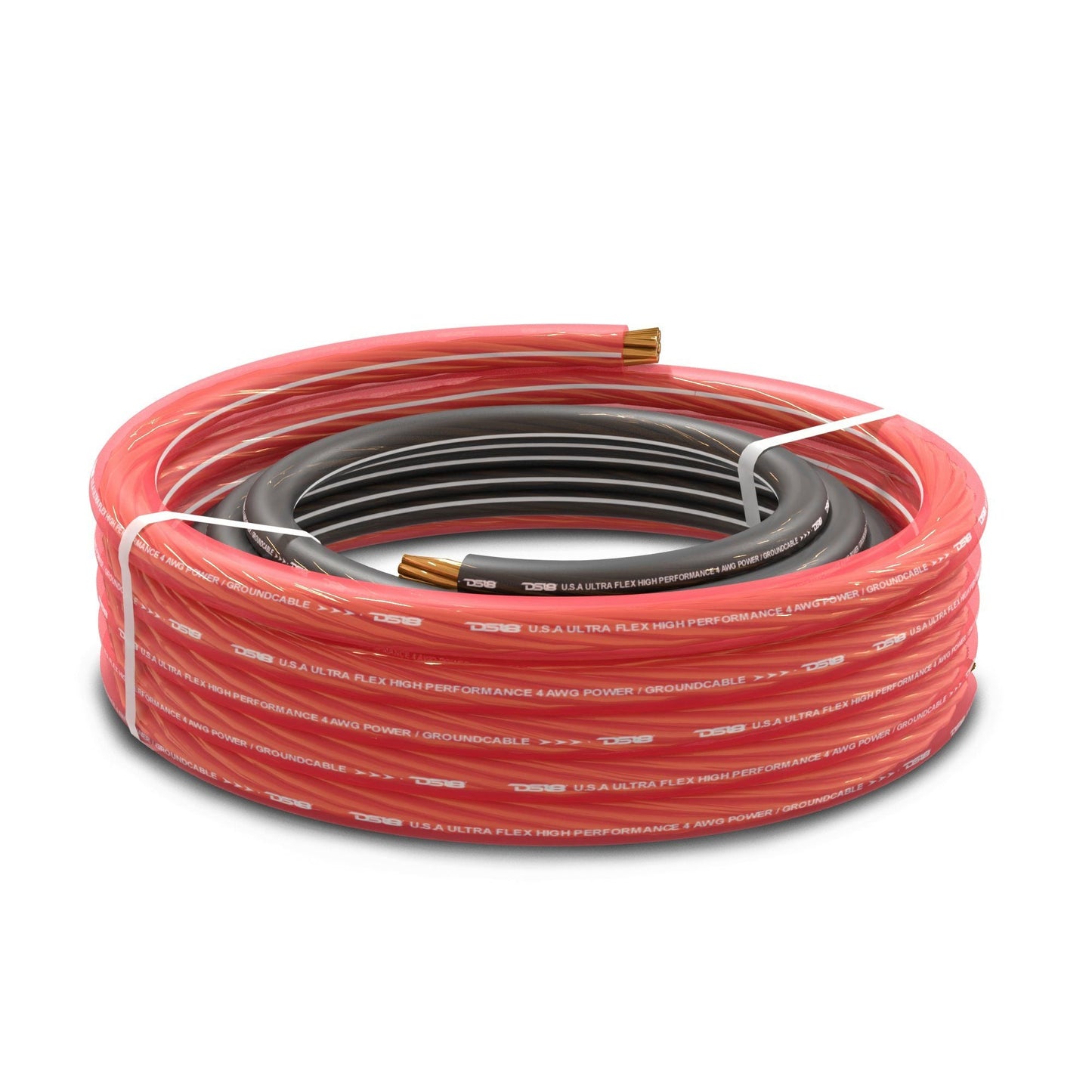 4-GA Ultra Flex OFC Ground Power Cable 5 Ft Black and 20 Ft Red Kit