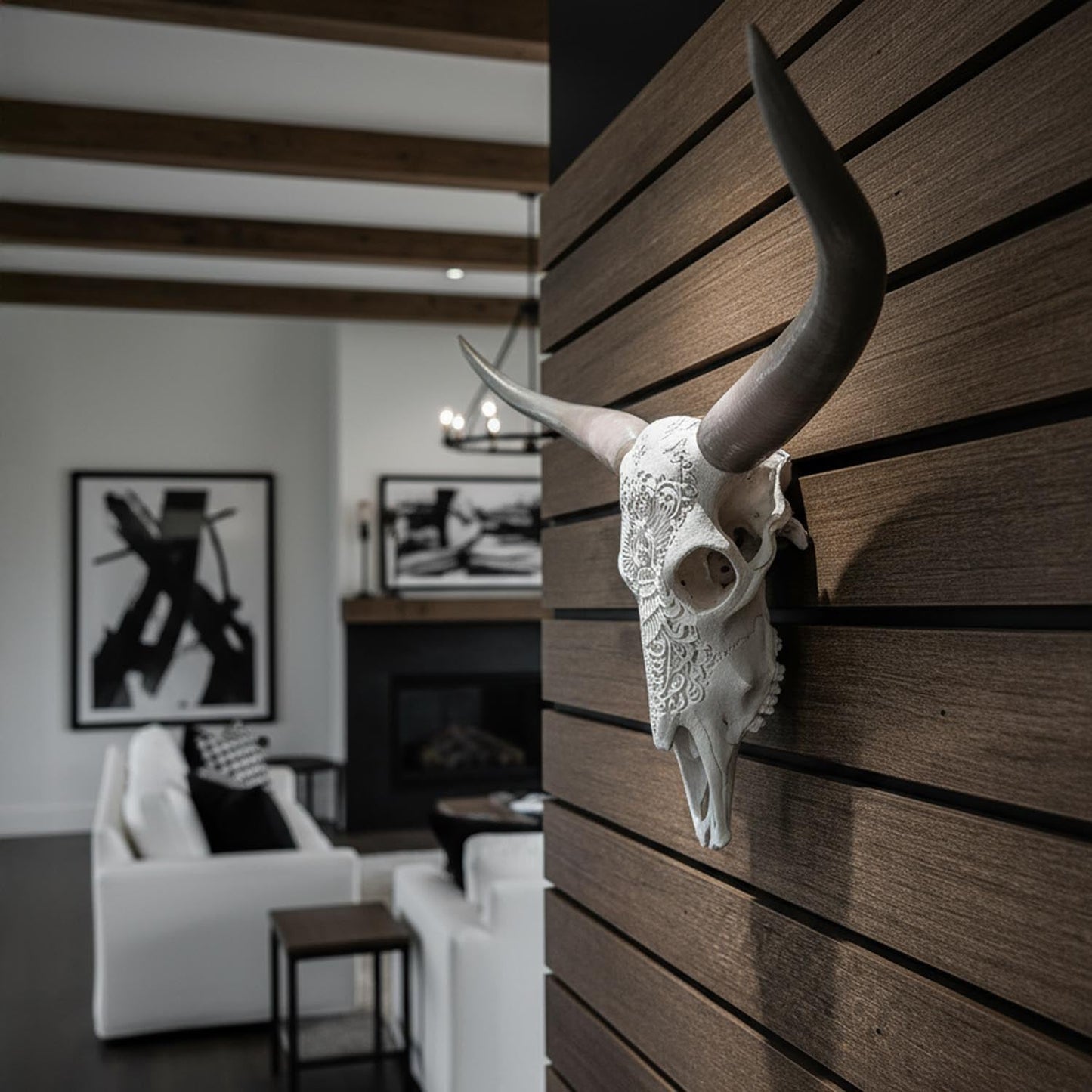 ADG42 Decorative Steer Skull and Horns Western Wall Decor