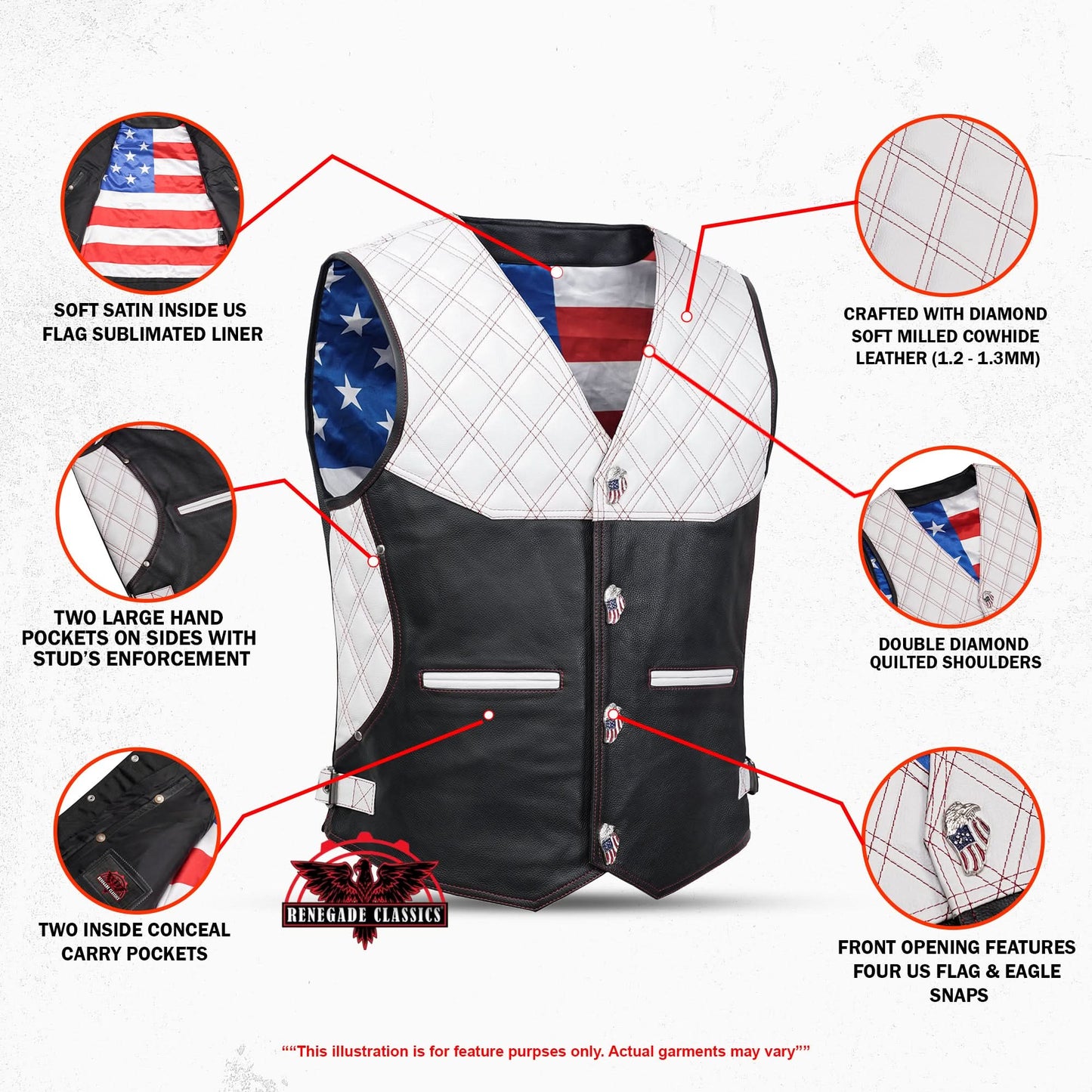 Star-Dusted Mens Leather Motorcycle Vest