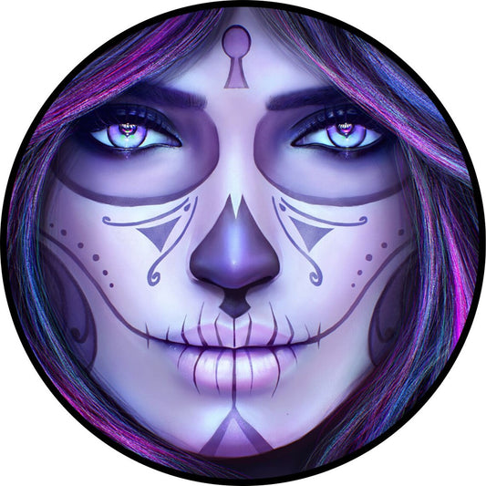 DÃ­a de los Muertos Purple Sugar Skull Spare Tire Cover