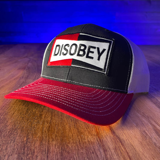 DISOBEY TRUCKER HAT - BLACK & RED