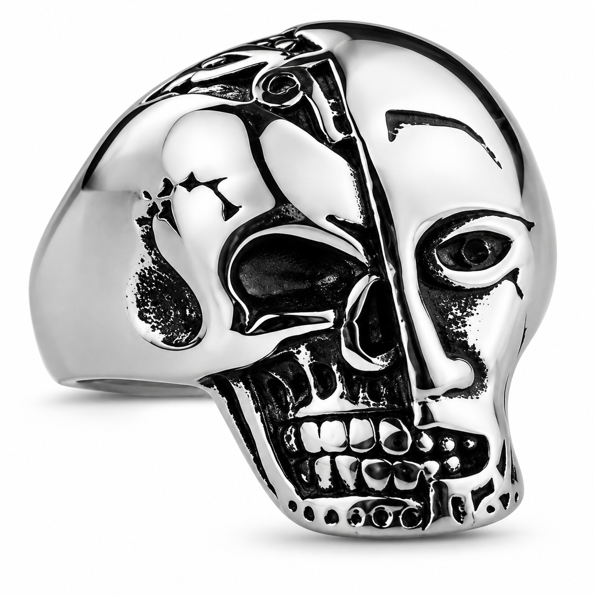 R181 Stainless Steel Terminator Skull Face Biker Ring