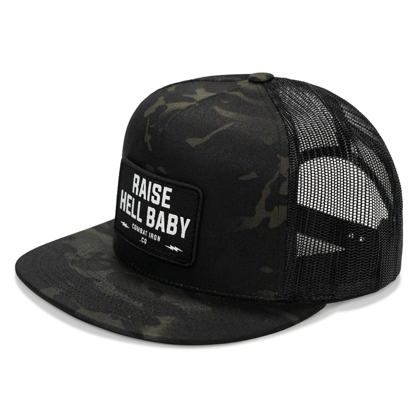 Raise Hell Baby Patch. Flatbill Hat