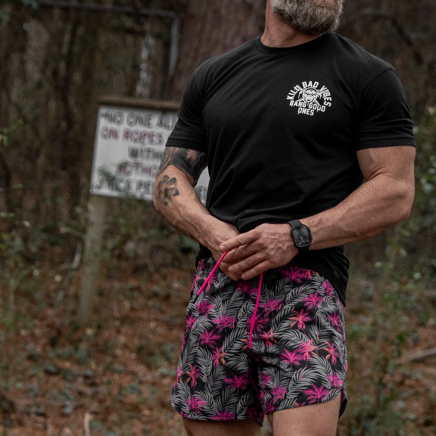 Kill Bad Vibes. Bang Good Ones Skull Men's T-Shirt
