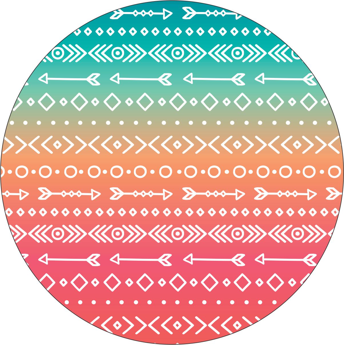 Aztec & Arrow Print on Pastel OmbrÃ© Spare Tire Cover for Jeep, Bronco, RV, Camper & More