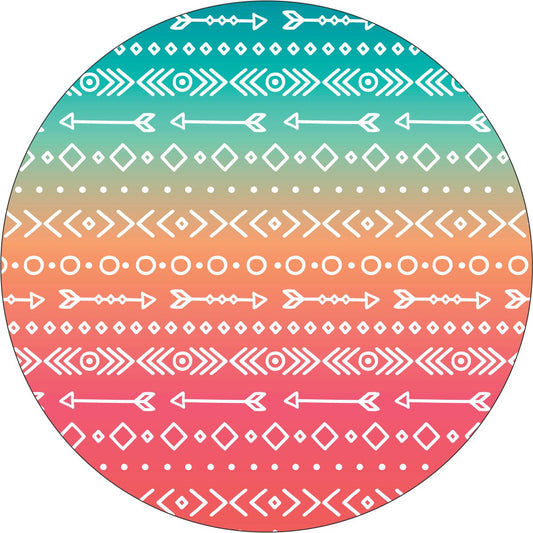 Aztec & Arrow Print on Pastel OmbrÃ© Spare Tire Cover for Jeep, Bronco, RV, Camper & More