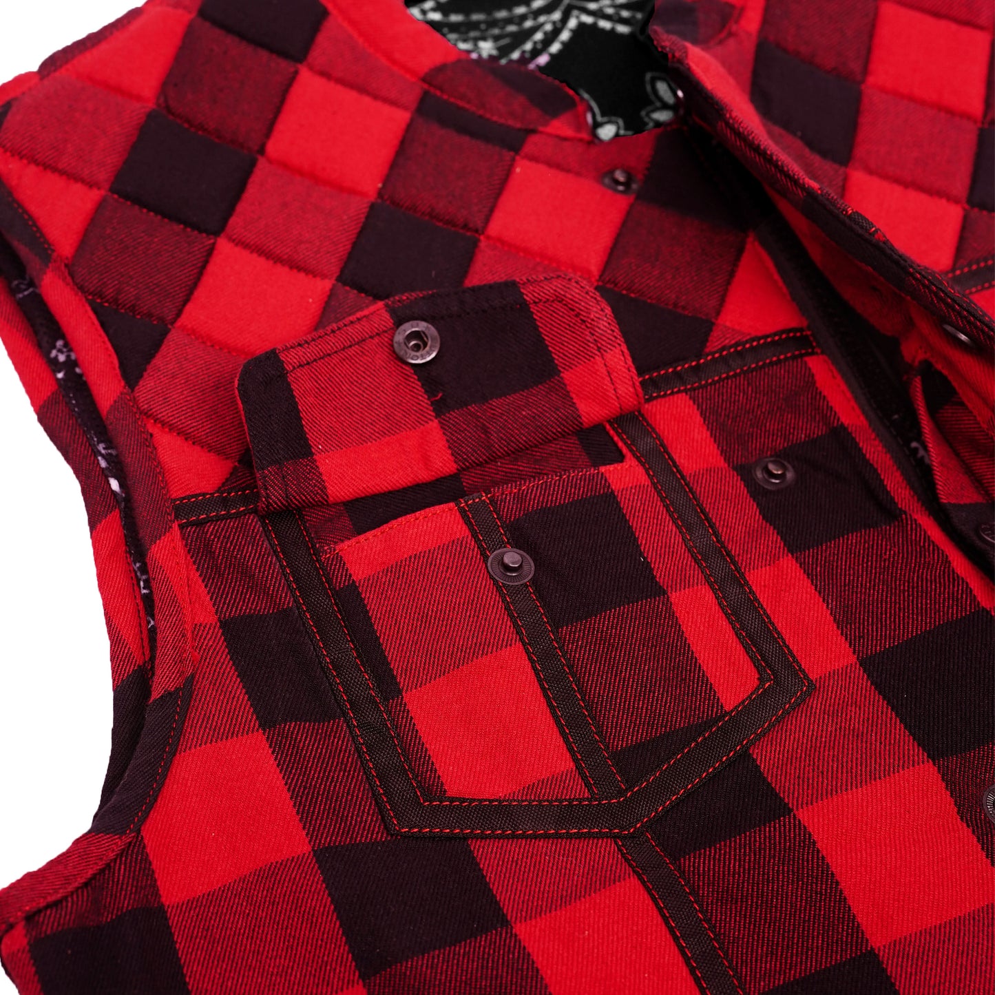 Scarlet Fury™ Mens Flannel Motorcycle Textile Vest