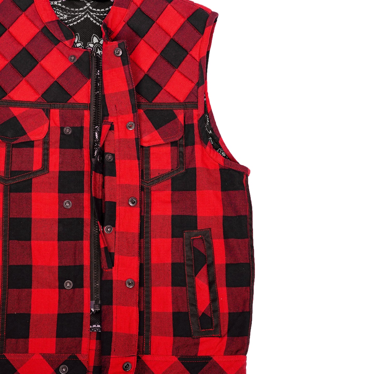 Scarlet Fury™ Mens Flannel Motorcycle Textile Vest