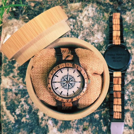 Personalized Handmade Wooden Compass Watch