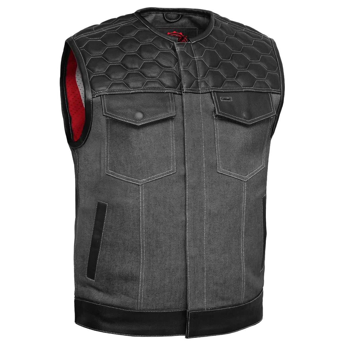 HiveOps Mens Denim Motorcycle Vest