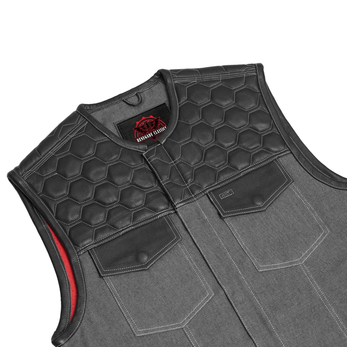 HiveOps Mens Denim Motorcycle Vest