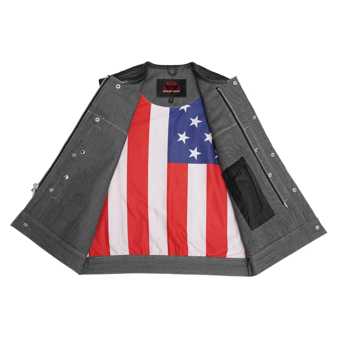 HiveOps Mens Denim Motorcycle Vest