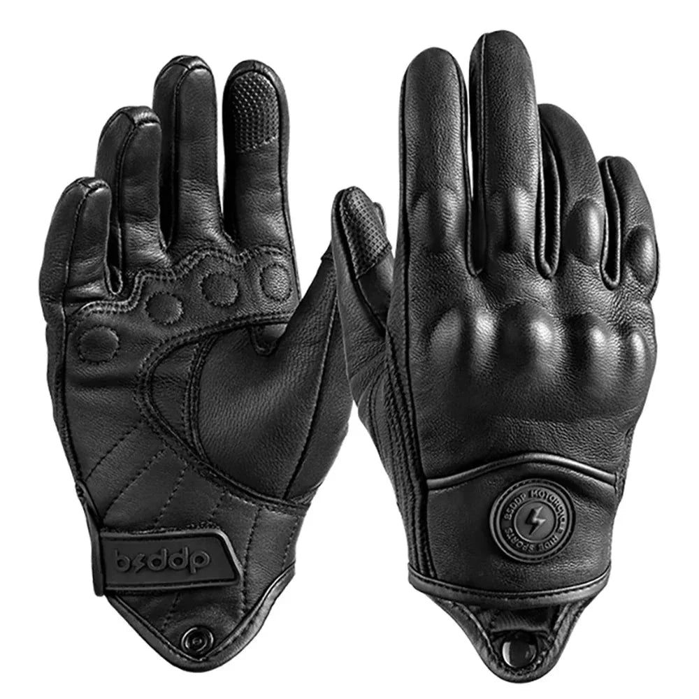 Vintage Real Leather Breathable Touch Screen Gloves