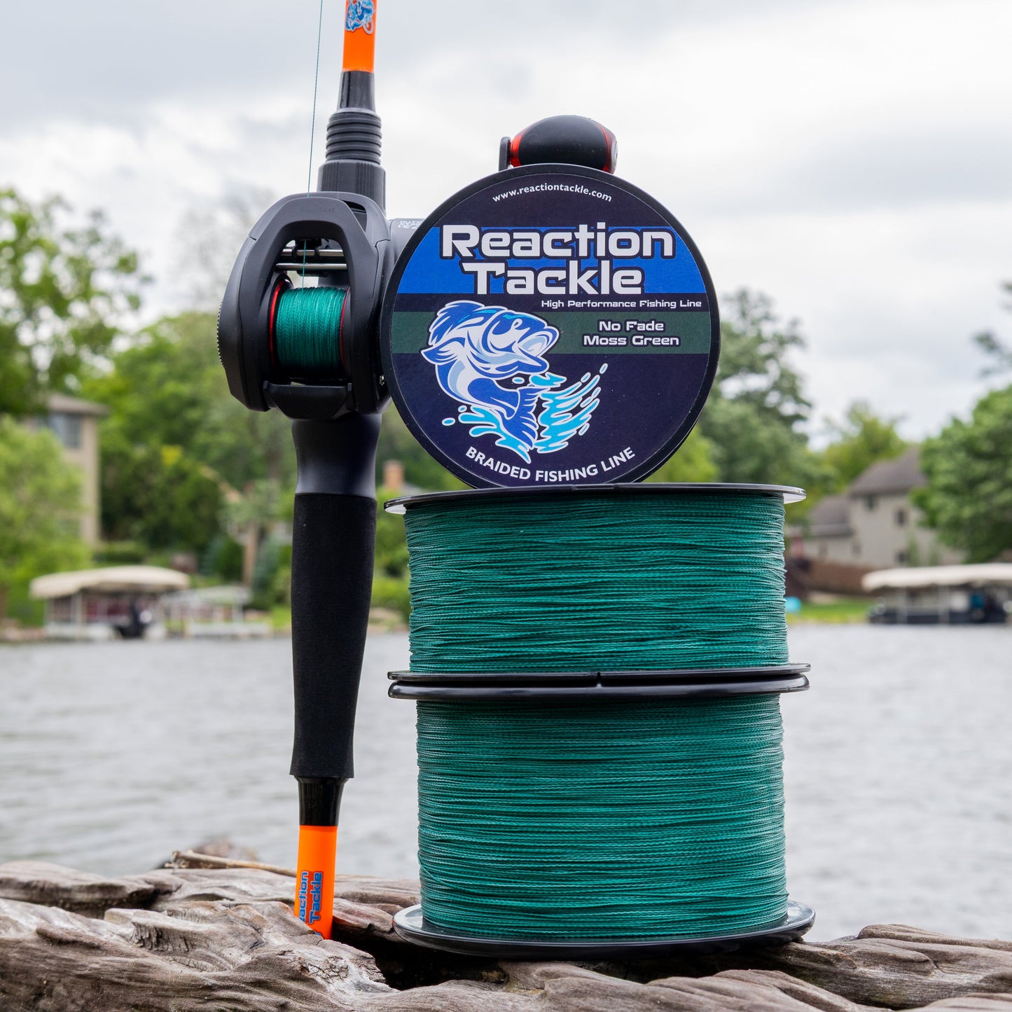 Reaction Tackle Braided Fishing Line - NO FADE Moss Green