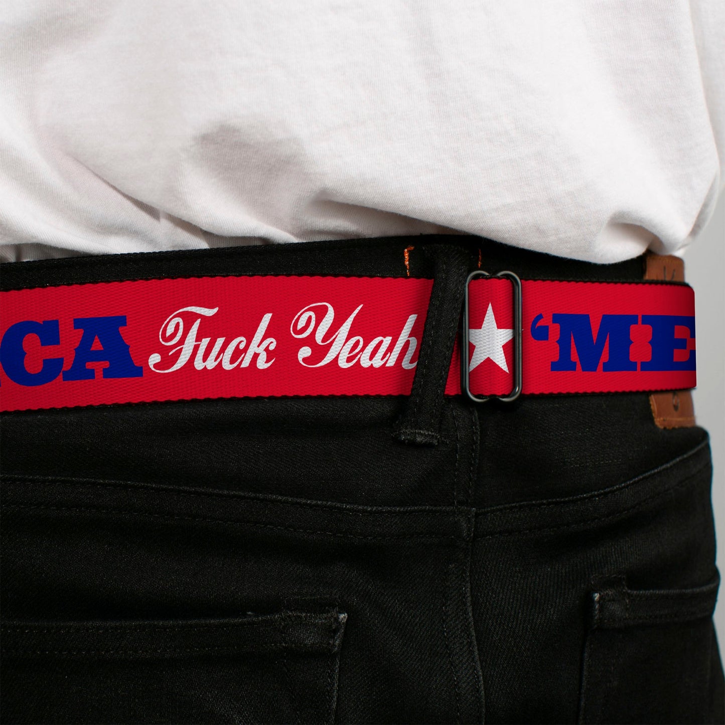 'MERICA Star USA Seatbelt Belt – World Cup 2026 Fan Gear (Red/Blue/White) v2