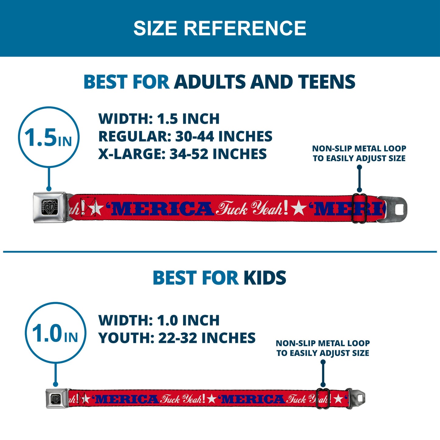 'MERICA Star USA Seatbelt Belt – World Cup 2026 Fan Gear (Red/Blue/White) v2