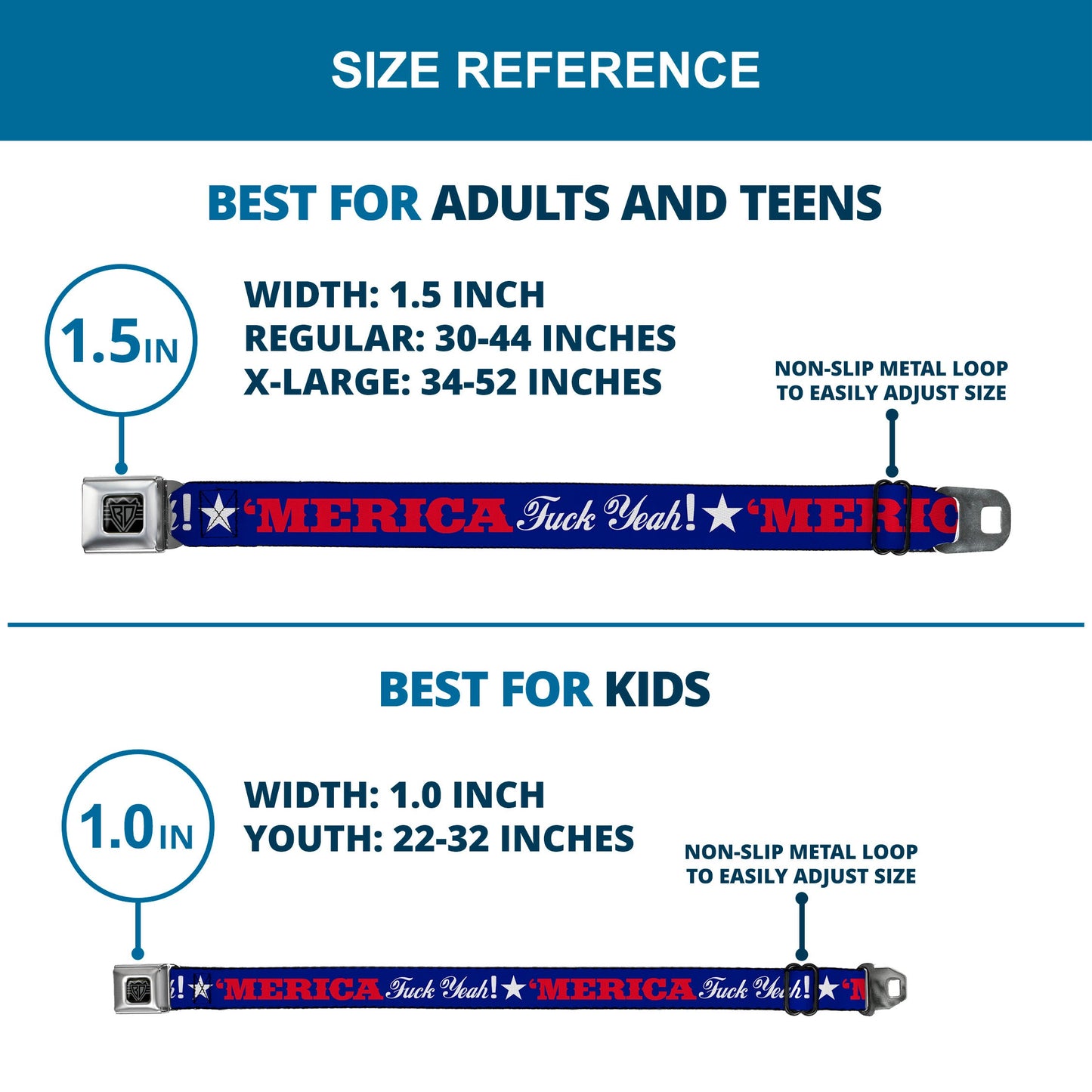 'MERICA Star USA Seatbelt Belt – World Cup 2026 Fan Gear (Blue/Red/White)