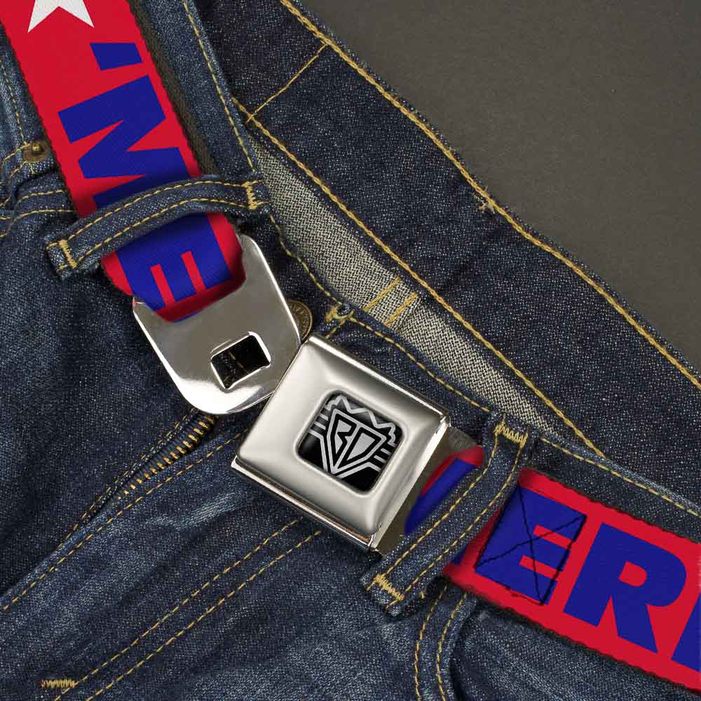 'MERICA Star USA Seatbelt Belt – World Cup 2026 Fan Gear (Red/Blue/White)