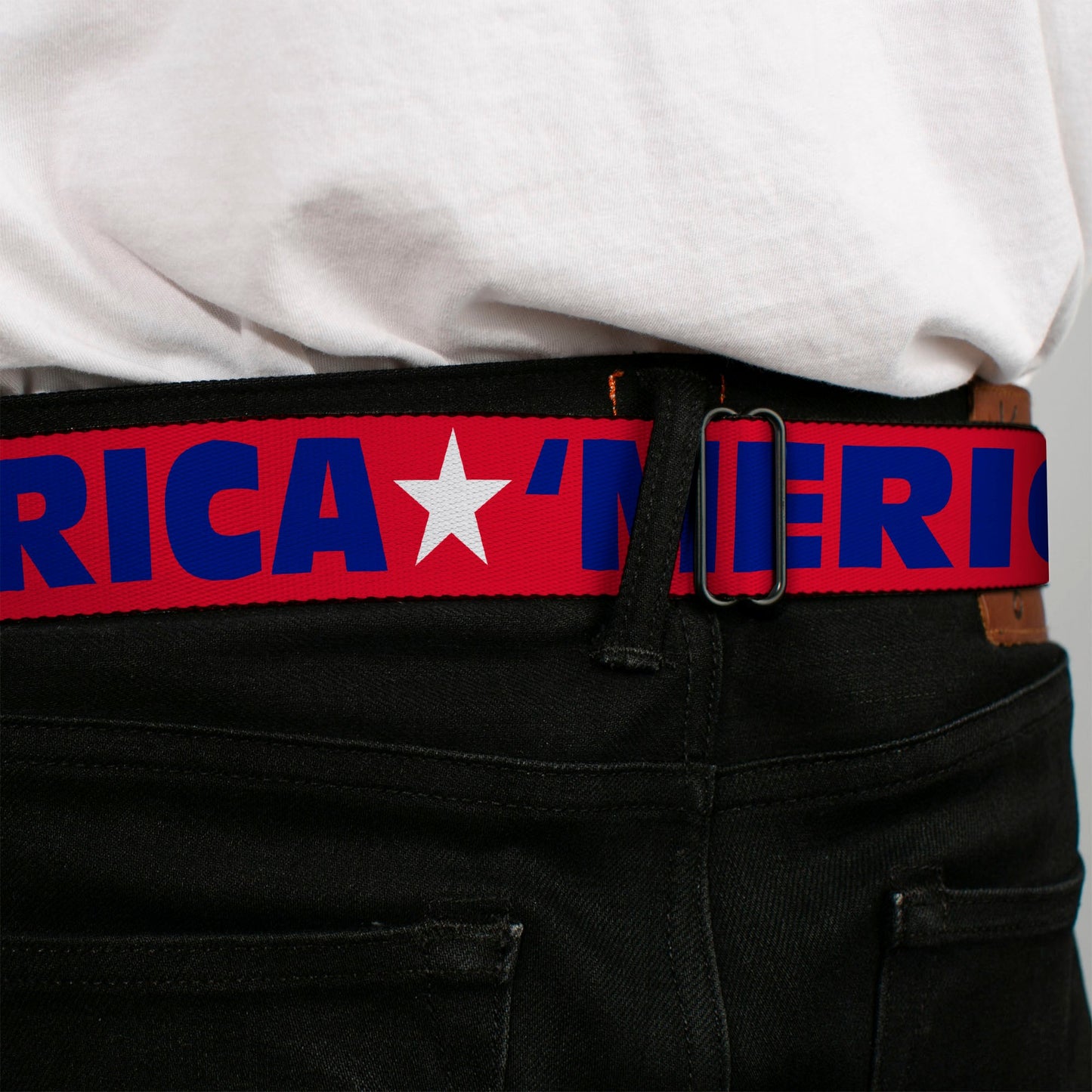'MERICA Star USA Seatbelt Belt – World Cup 2026 Fan Gear (Red/Blue/White)