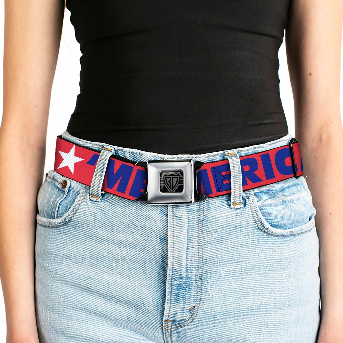 'MERICA Star USA Seatbelt Belt – World Cup 2026 Fan Gear (Red/Blue/White)